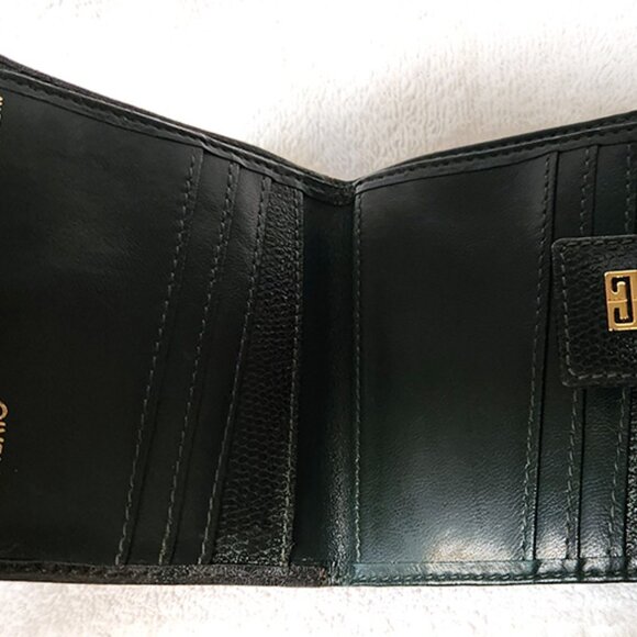 Givenchy Bifold Wallet with Kisslock Dark Green Leather - Picture 9 of 11